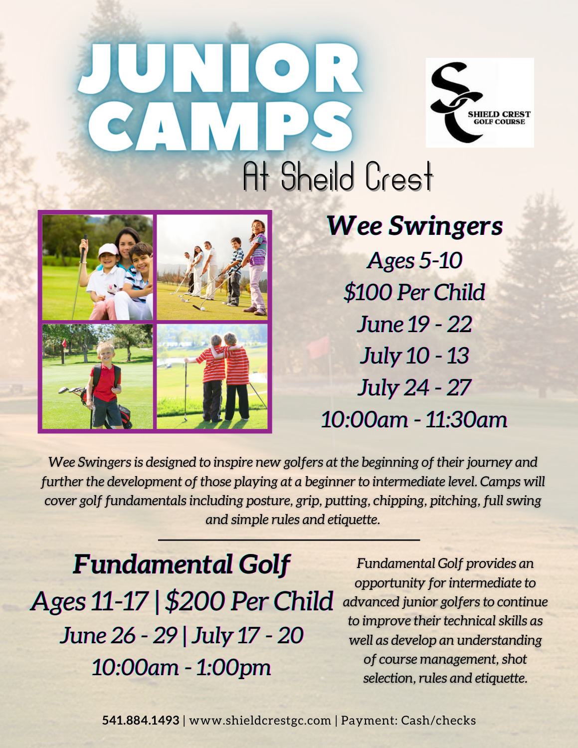 Shield Crest Junior Golf Camps june flyer 2